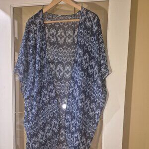 Ikat Design Loose Fitting Sheer Beach Cover Up